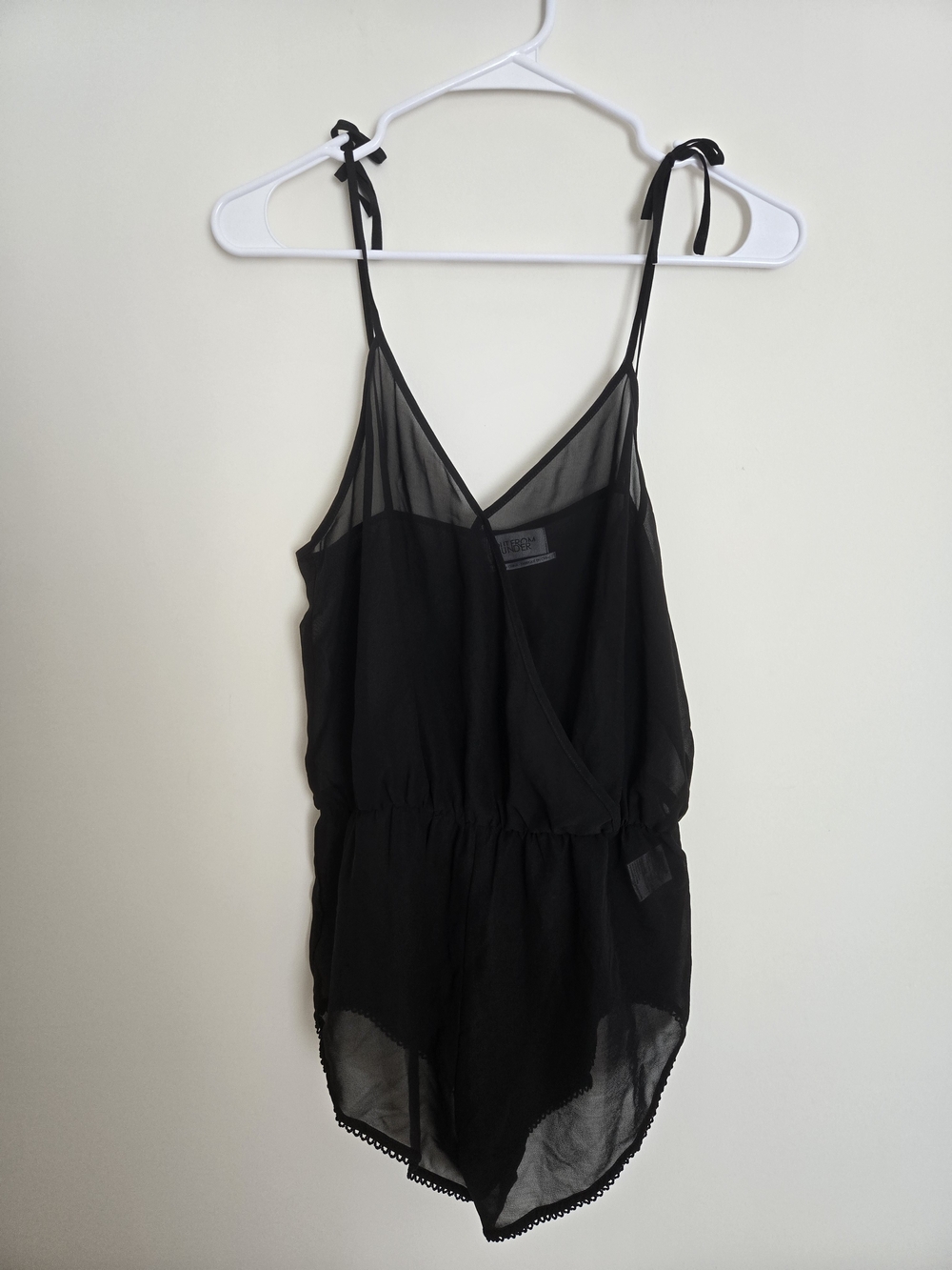 Black Sheer Tie-Shoulder Romper - Women's Intimate Coverup